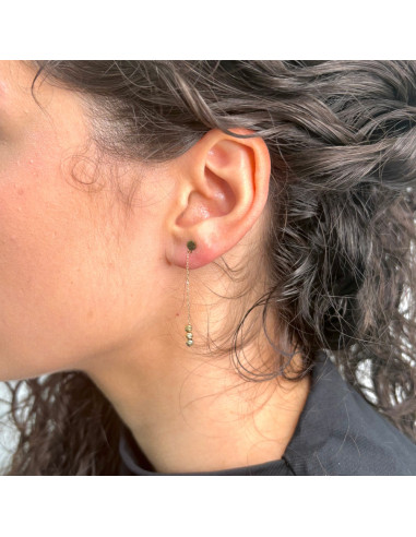 PENDIENTES LARGOS ORO CADENA DE ESFERAS