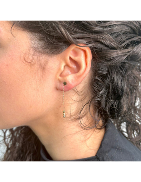 PENDIENTES LARGOS ORO CADENA DE ESFERAS