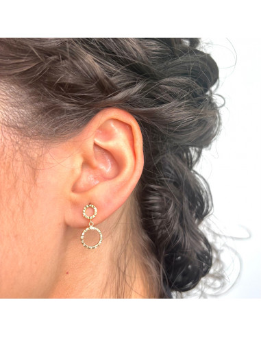 PENDIENTES ORO LARGOS CON AROS CALADOS