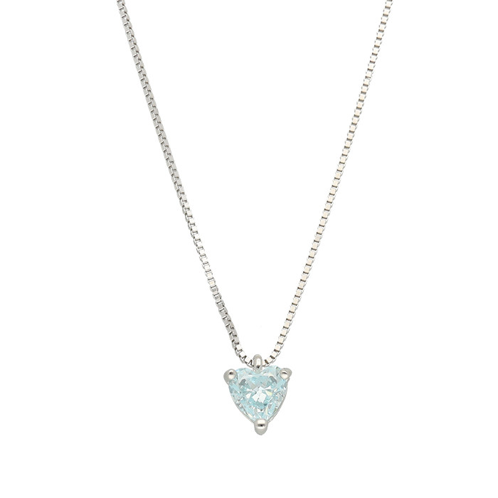 GARGANTILLA DE PLATA CON CIRCONITA AZUL CORAZÓN