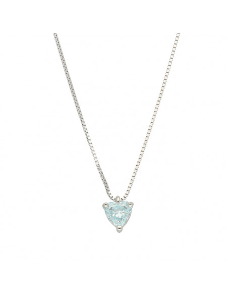 GARGANTILLA DE PLATA CON CIRCONITA AZUL CORAZÓN