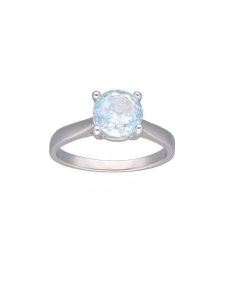 ANILLO DE PLATA CIRCONITA AZUL REDONDA