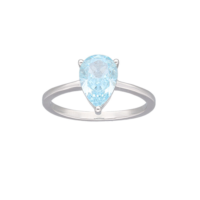 ANILLO EN PLATA CON CIRCONITA EN GOTA AZUL