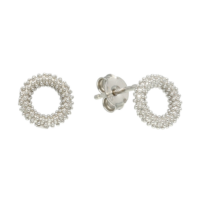 PENDIENTES EN PLATA AROS HUECOS BOLITAS