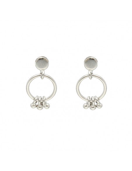 PENDIENTES EN PLATA CIRCULO 3 BOLITAS COLGANDO
