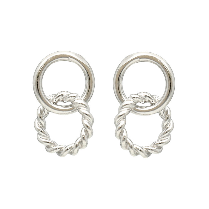 PENDIENTES LARGOS DOBLE ARO LISO TRENZA