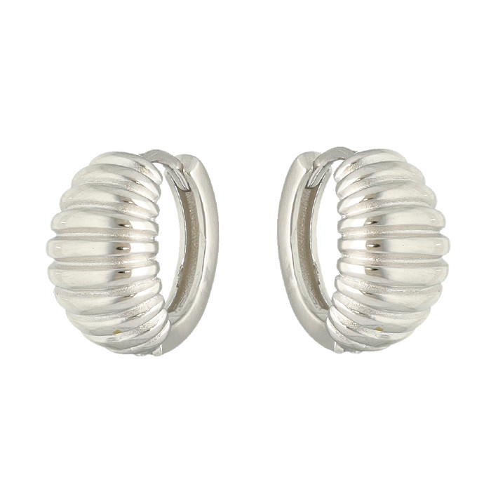 PENDIENTES EN PLATA CRIOLLA ANCHA RAYITAS