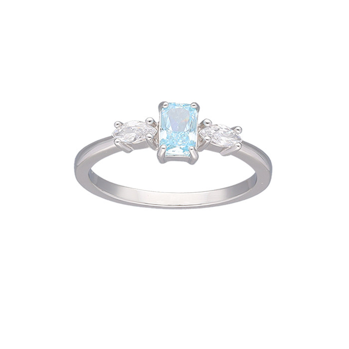 ANILLO EN PLATA CON CIRCONITAS EN AZUL Y BLANCA