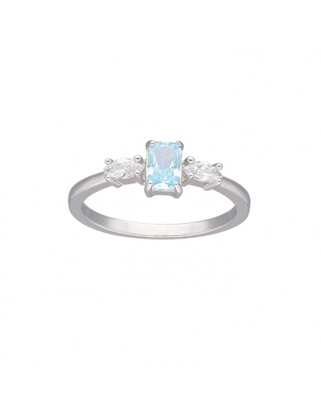ANILLO EN PLATA CON CIRCONITAS EN AZUL Y BLANCA
