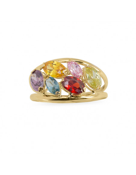 ANILLO ORO CIRCONITAS COLORES OVALES