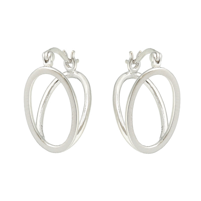 PENDIENTES LARGOS EN PLATA OVALO DOBLE