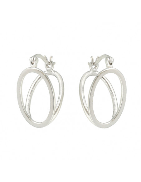 PENDIENTES LARGOS EN PLATA OVALO DOBLE