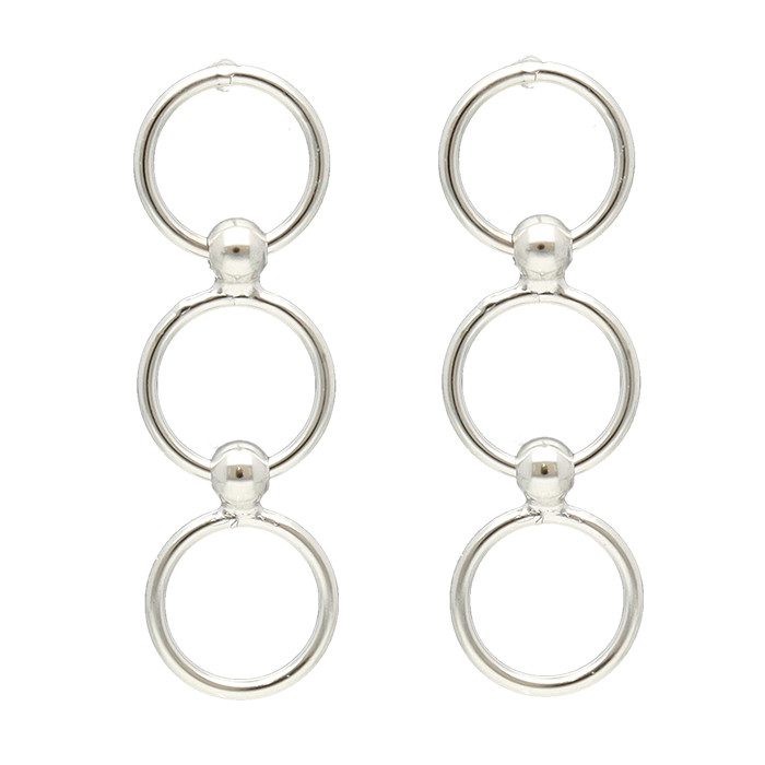 PENDIENTES EN PLATA LARGOS TRES CIRCULOS
