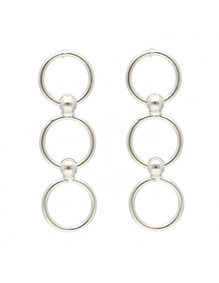 PENDIENTES EN PLATA LARGOS TRES CIRCULOS