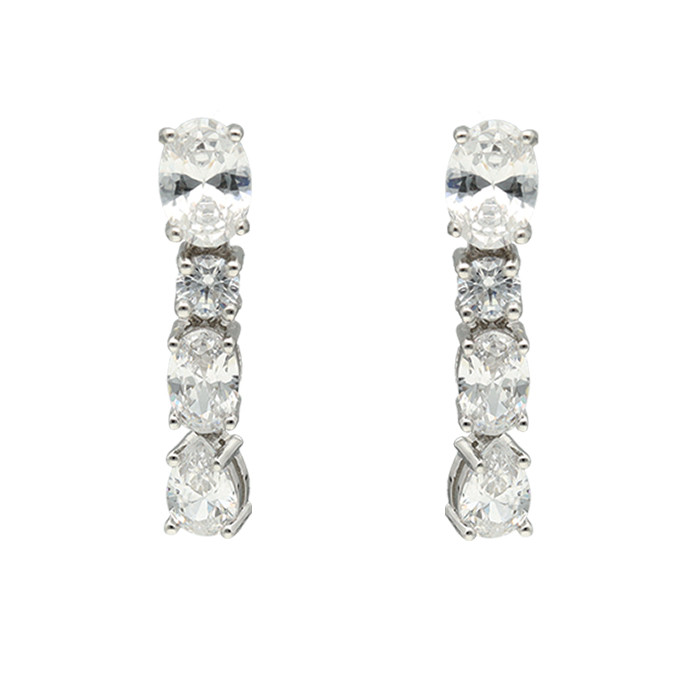 PENDIENTES EN PLATA LARGOS RIVIERE 4 CIRCONITAS FORMAS GARRAS