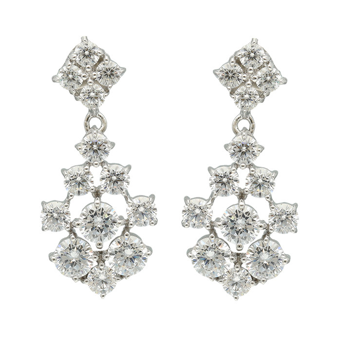 PENDIENTES EN PLATA LARGOS CIRCONITAS ESTILO ART DECO