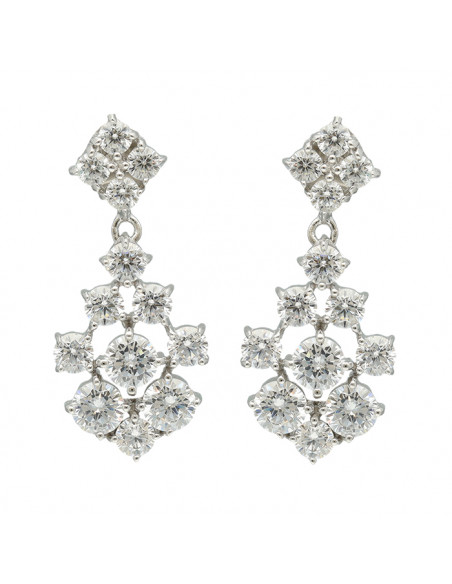 PENDIENTES EN PLATA LARGOS CIRCONITAS ESTILO ART DECO