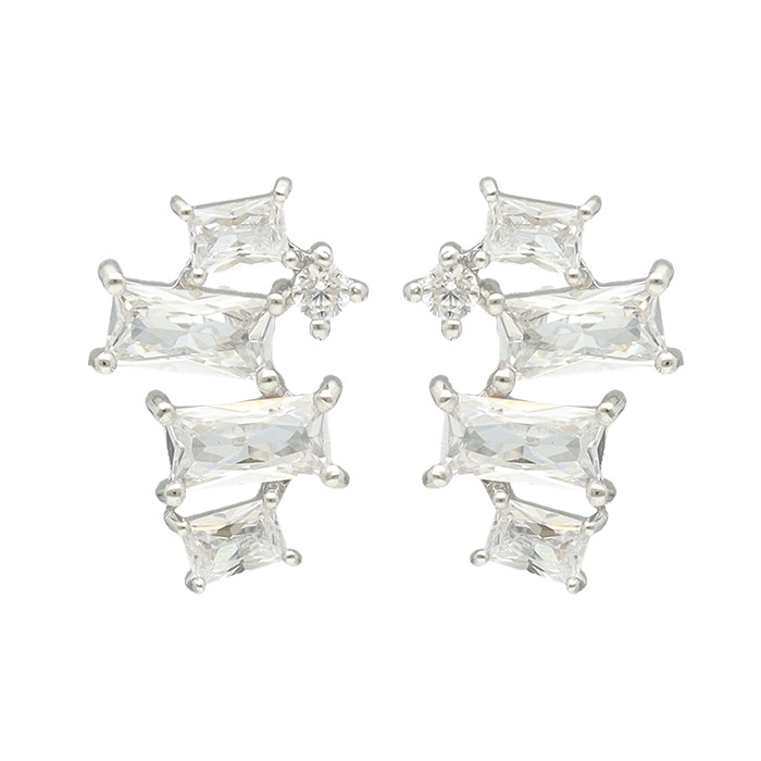 PENDIENTES EN PLATA 5 CIRCONITAS TALLA COMBINADA RECTANGULO