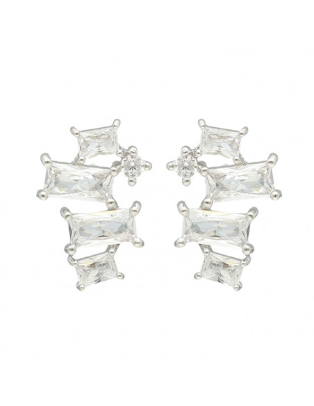 PENDIENTES EN PLATA 5 CIRCONITAS TALLA COMBINADA RECTANGULO