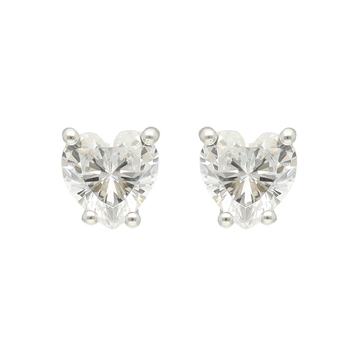 PENDIENTES EN PLATA CIRCONITA TALLADA FORMA CORAZON