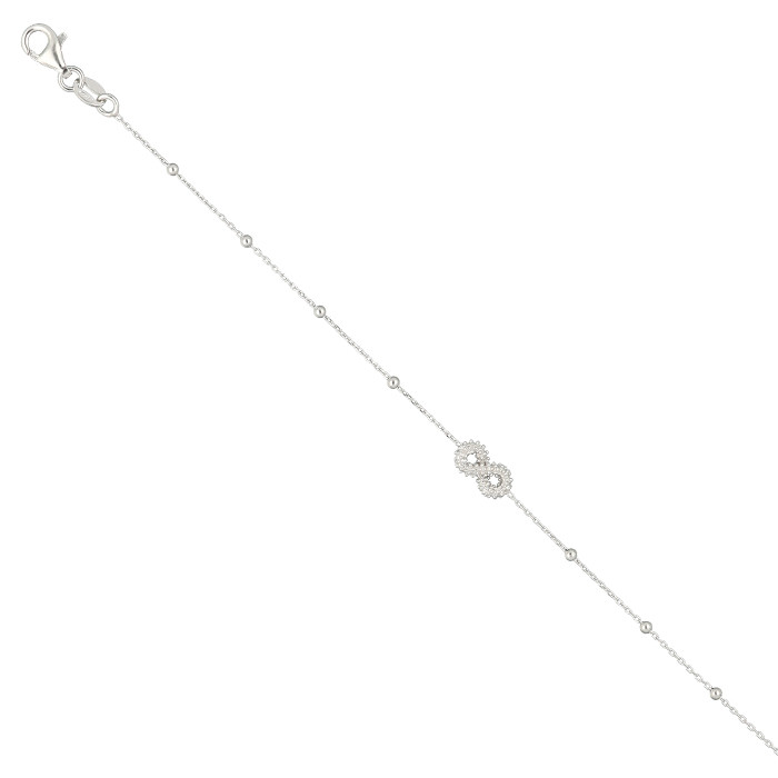 PULSERA EN PLATA CADENA BOLITAS CON INFINITO EN EL CENTRO