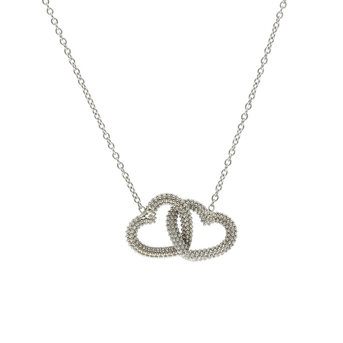 GARGANTILLA EN PLATA CORAZONES ENTRELAZADOS