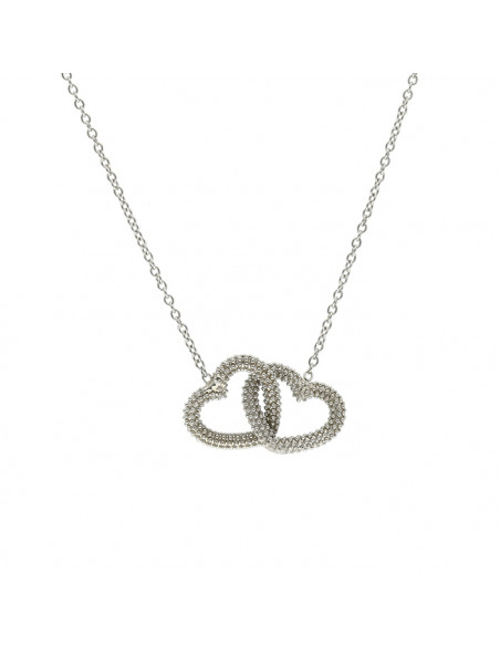 GARGANTILLA EN PLATA CORAZONES ENTRELAZADOS