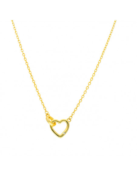 GARGANTILLA PLATA DORADA CIRCULO Y CORAZÓN ENTRELAZADOS