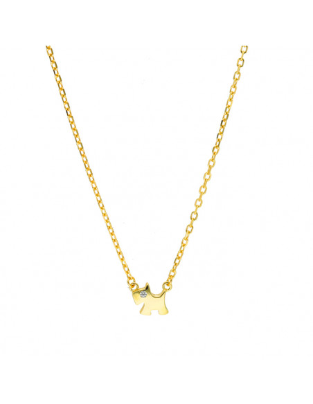 GARGANTILLA EN PLATA DORADA COLGANTE PERRO