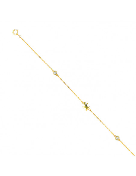 PULSERA EN PLATA DORADA PERRO Y CIRCONITAS BLANCAS