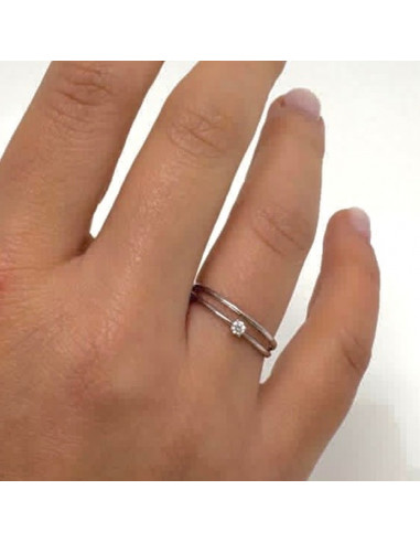 ANILLO ORO Y DIAMANTES PRINCESA DOS BANDAS