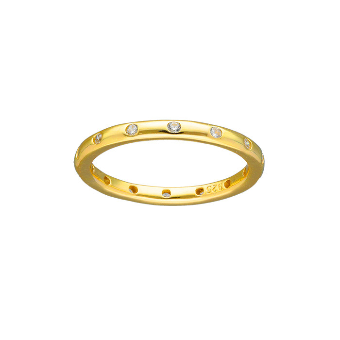 ANILLO EN PLATA DORADA CON CIRCONITAS BLANCAS INCRUSTADAS