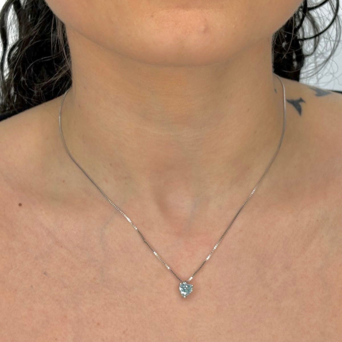 GARGANTILLA DE PLATA CON CIRCONITA AZUL CORAZÓN 2