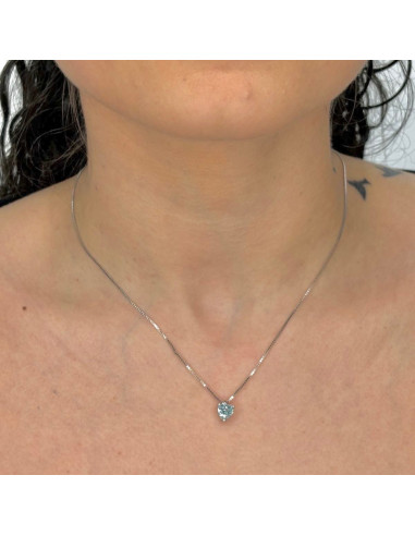 GARGANTILLA DE PLATA CON CIRCONITA AZUL CORAZÓN