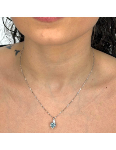 GARGANTILLA PLATA CIRCONITA AZUL Y BLANCA CORAZÓN