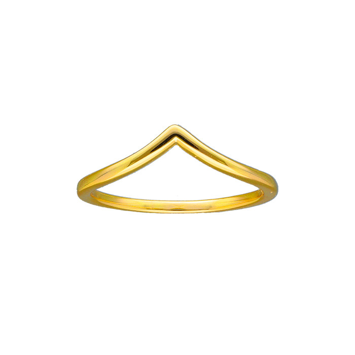 ANILLO EN PLATA DORADA CURVO EN FORMA DE UVE