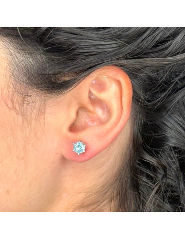 PENDIENTES EN PLATA CON CORCONITA AZUL REDONDA