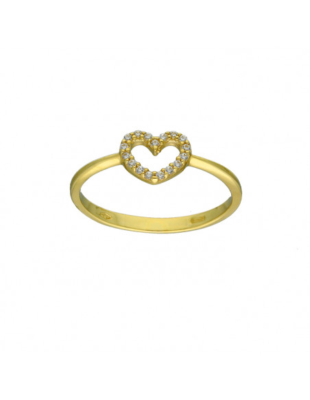 ANILLO EN ORO CORAZÓN CON CIRCONITAS BLANCAS