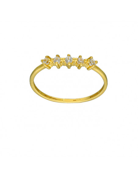 ANILLO EN ORO CON CINCO CIRCONITAS BLANCAS