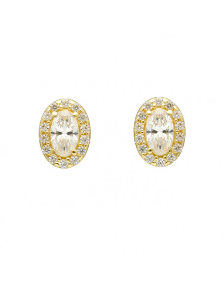 PENDIENTES EN ORO CON CIRCONITA CENTRAL GARRA BLANCA OVAL
