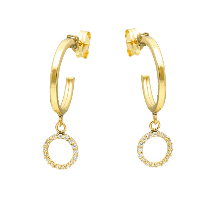 PENDIENTES EN ORO CRIOLLA CON  ARO COLGANDO