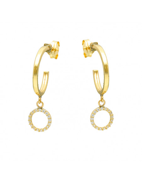 PENDIENTES EN ORO CRIOLLA CON  ARO COLGANDO