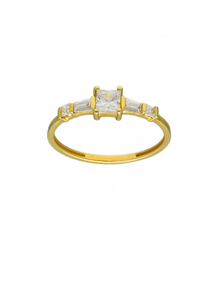 ANILLO EN ORO CIRCONITA CENTRAL GARRA CUADRADA BLANCA