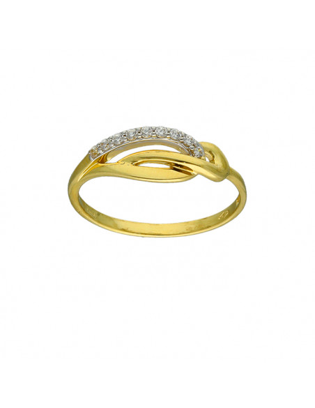 ANILLO EN ORO BICOLOR ONDAS CON CIRCONITAS