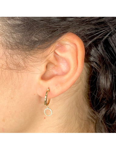 PENDIENTES EN ORO CRIOLLA CON  ARO COLGANDO