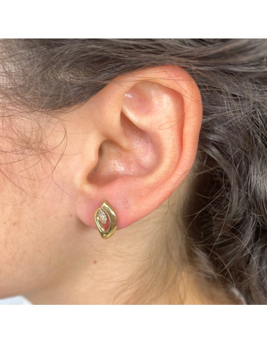 PENDIENTES ORO ONDAS CON CIRCONITAS