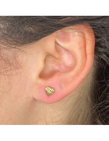 PENDIENTES ORO CORAZON RAYADO