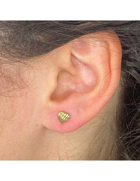 PENDIENTES ORO CORAZON RAYADO