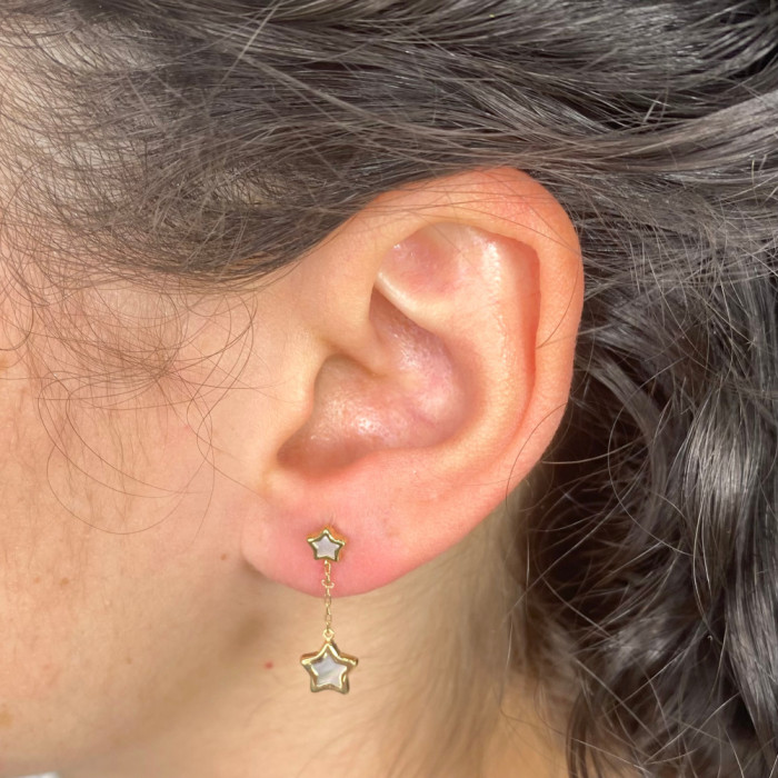 PENDIENTES ORO LARGOS CON ESTRELLAS 2