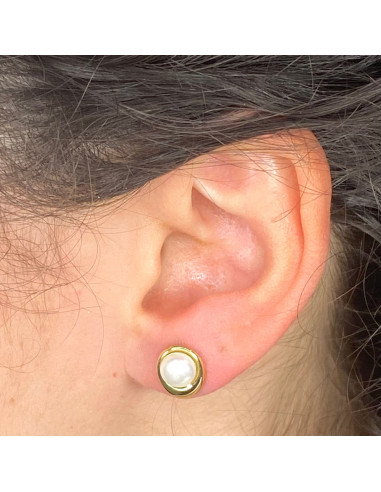 PENDIENTES ORO OVALES CON PERLAS